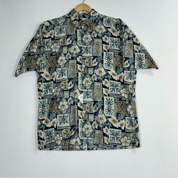 Pierre Cardin Men's Blue and Brown Hawaiian Patterned Shirt size Medium - Picture 13 of 13